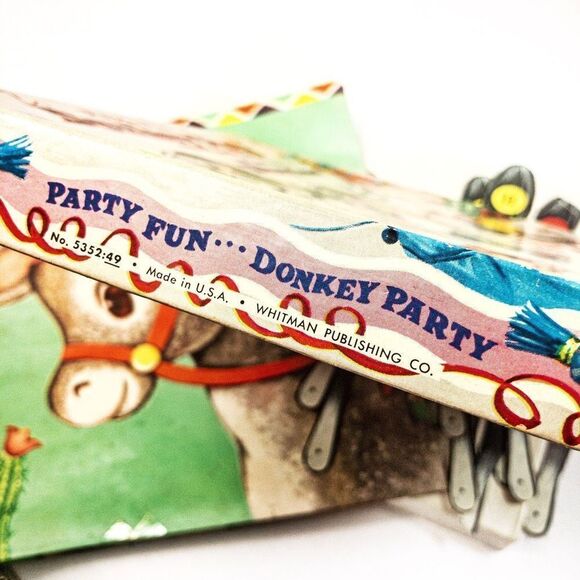 VTG 1952 Party Fun Donkey Party Pin the Tail Whitman - Picture 12 of 13